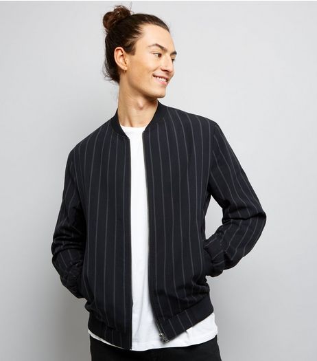 Black Stripe Bomber Jacket | New Look
