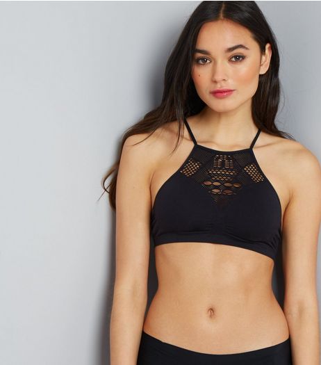 Black Crochet Trim Seamless Crop Top | New Look