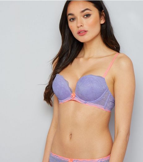 Lilac Lace Contrast Band Bra | New Look