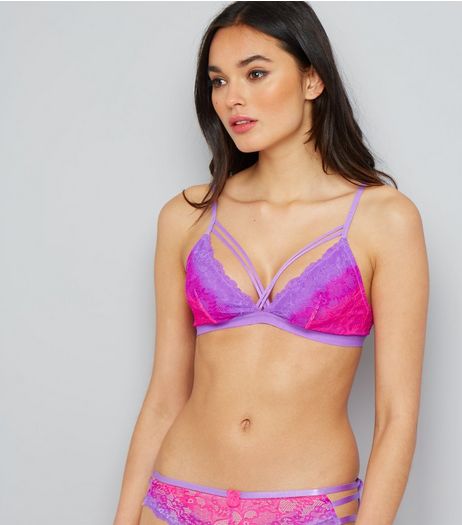 Pink Ombre Lace Strappy Bralet | New Look