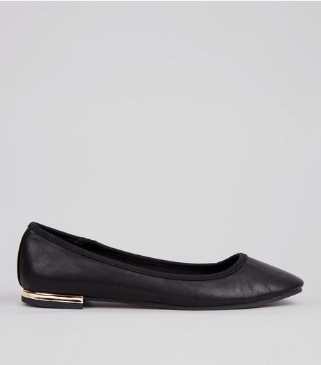 Wide Fit Black Metal Heel Pumps | New Look