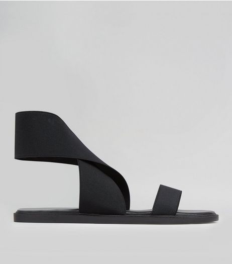 Wide Black Elasticated Strap Sandals | New Look