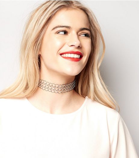 Black Bead Tattoo Choker | New Look