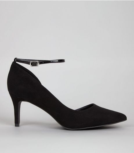 Wide Fit Black Ankle Strap Heels | New Look