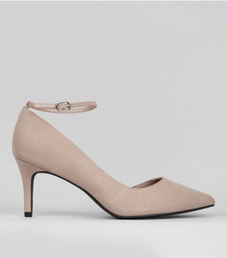 Wide Mink Suedette Ankle Strap Heels | New Look