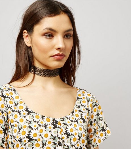 Black Wide Layered Tattoo Choker | New Look