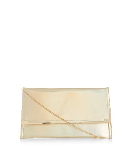Gold Iridescent Metal Trim Clutch | New Look