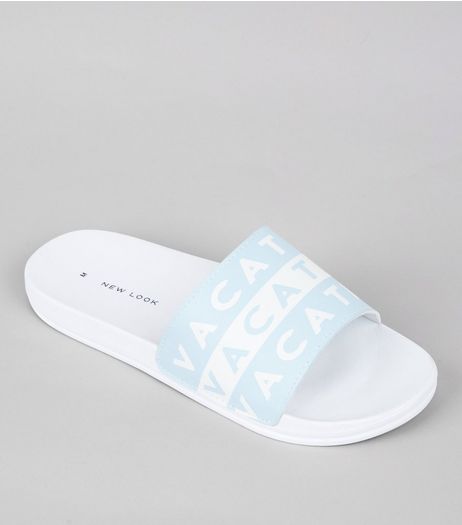 Pale Blue Vacation Pool Sliders | New Look