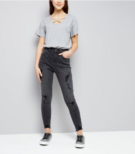 Teens Black Ripped Skinny Jeans | New Look