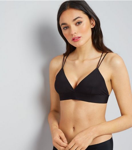 Black Cross Back Seamless Bralet | New Look