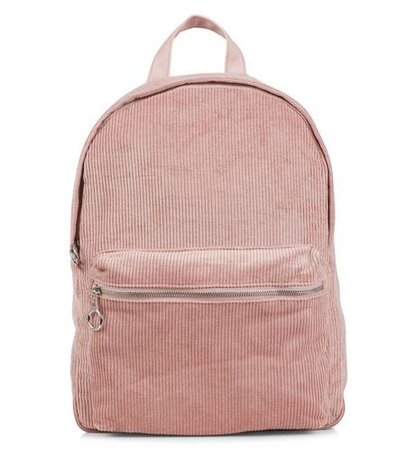 Mid Pink Corduroy Backpack | New Look