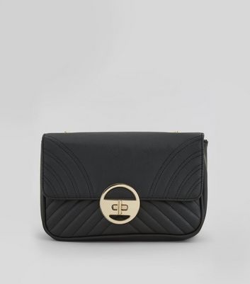 new look black quilted bag