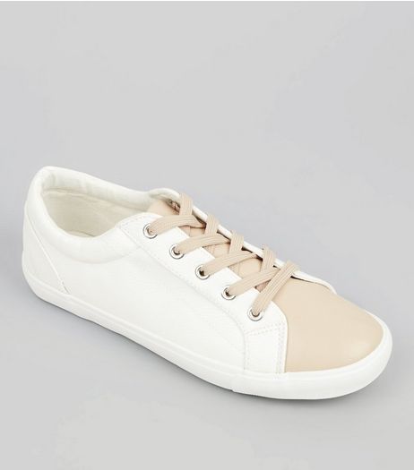 Wide Fit White Colour Block Trainers | New Look