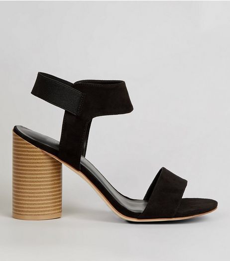 Wide Fit Black Suedette Elasticated Sling Back Heels | New Look