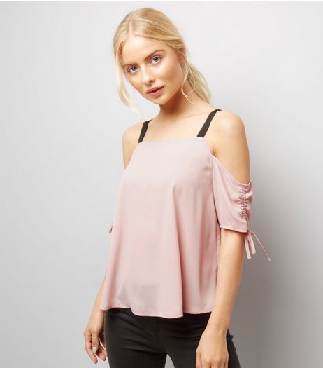 Mid Pink Ruched Sleeve Top | New Look