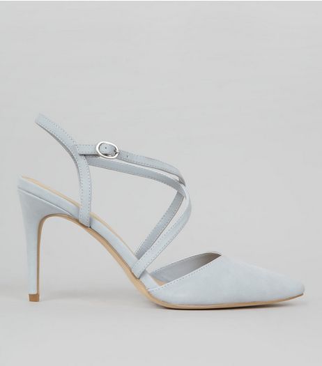 Pale Blue Pointed Cross Strap Heels | New Look