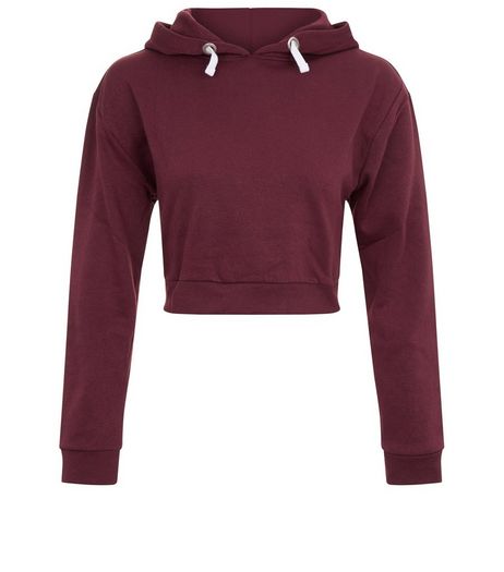 Teens Burgundy Cropped Hoodie | New Look
