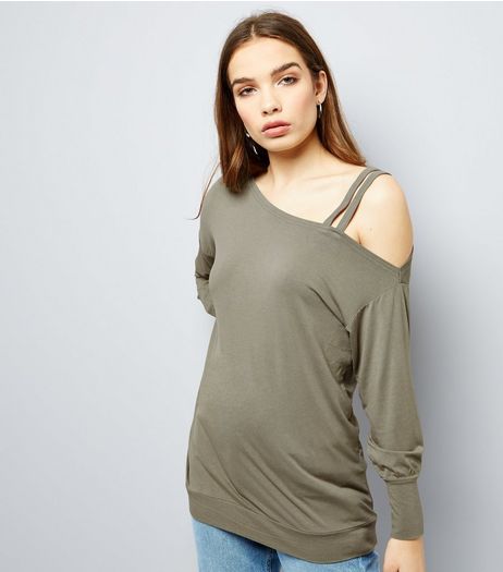 Olive Green Double Strap Long Sleeve Jumper | New Look