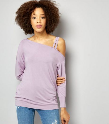 Lilac Double Strap Long Sleeve Jumper | New Look