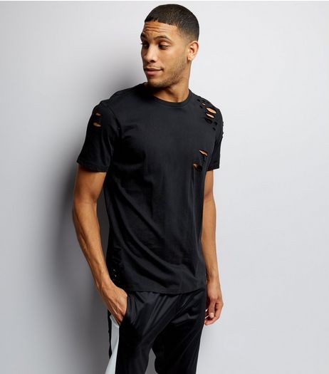 Black Ripped Short Sleeve T-Shirt | New Look