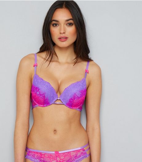 Pink Ombre Lace Boost Bra | New Look