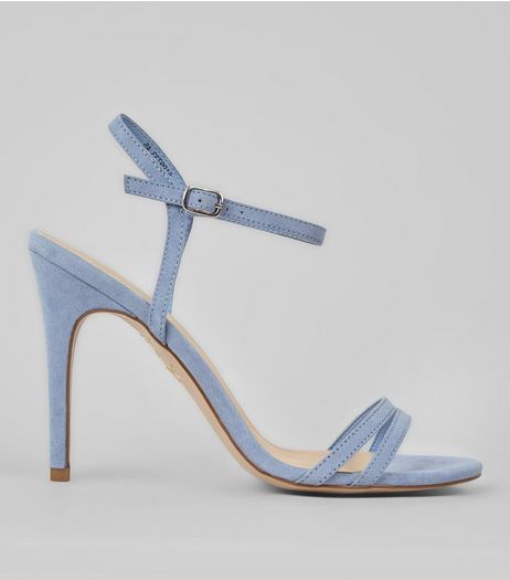 Pale Blue Suedette Double Strap Heeled Sandals | New Look