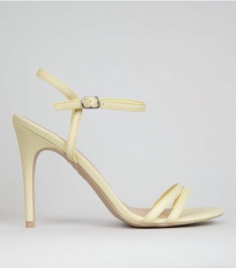 Yellow Double Strap Front Heeled Sandals | New Look