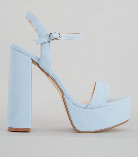 Pale Blue Platform Heel Sandals | New Look