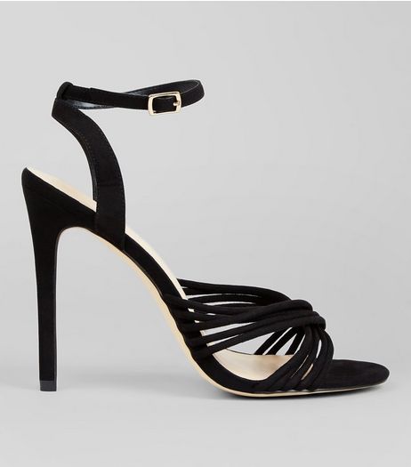 Black Suedette Strappy Heeled Sandals | New Look