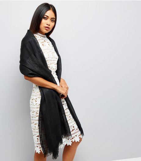 Black Metallic Panel Scarf | New Look