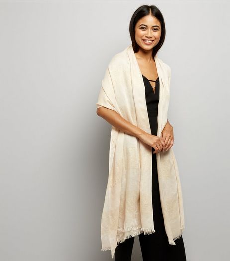 Cream Metallic Detail Scarf | New Look