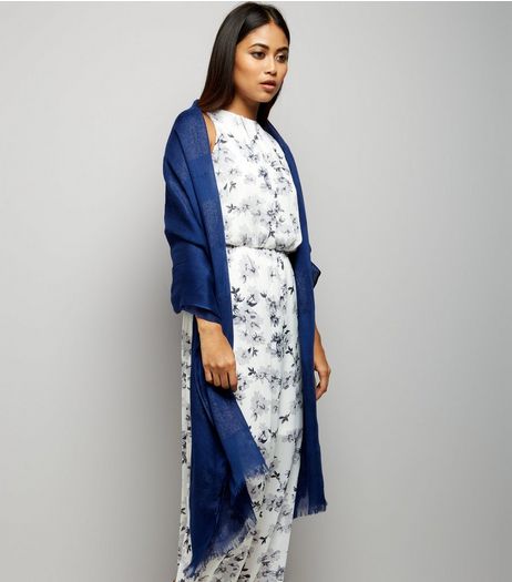 Navy Metallic Panel Scarf | New Look