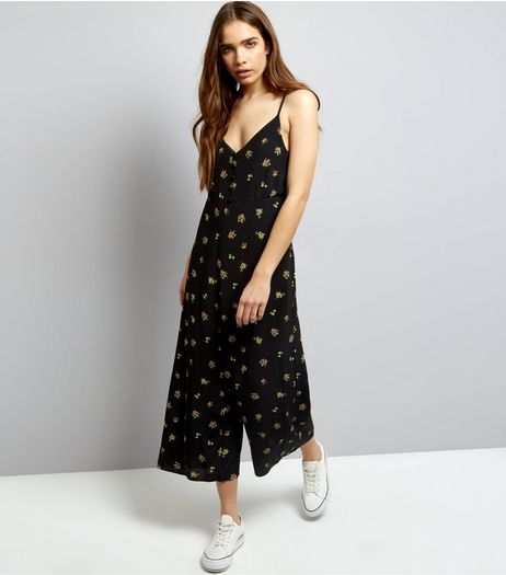 Black Floral Print Jumpsuit | New Look