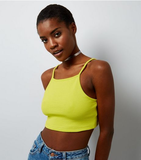 Yellow Ribbed Crop Top | New Look