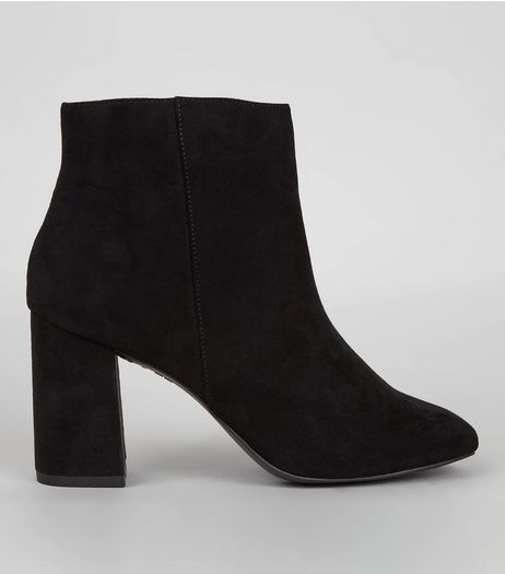 Black Suedette Square Toe Boots | New Look