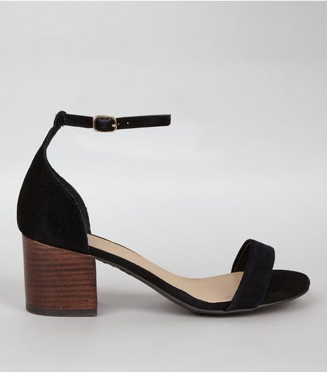 Wide Fit Black Suede Ankle Strap Heels | New Look