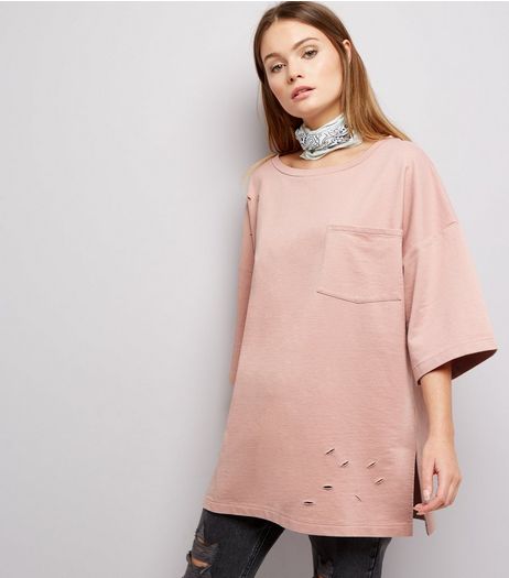 Anita and Green Pink Oversized Ripped T-Shirt | New Look