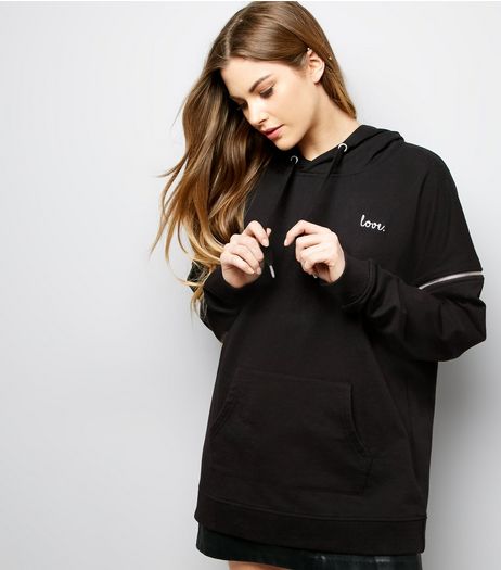 Anita and Green Black Love Embroidered Oversized Hoodie | New Look
