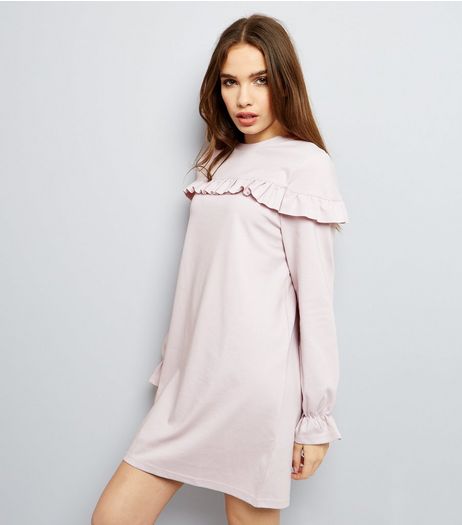 Pink Frill Trim and Cuff Sweater Dress | New Look