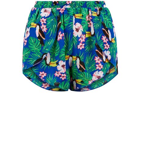 Teens Green Tropical Floral Print Shorts | New Look