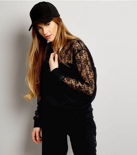 Parisian Black Lace Panel Jumper | New Look