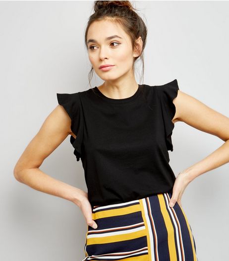 Black Frill Trim Sleeveless Top | New Look