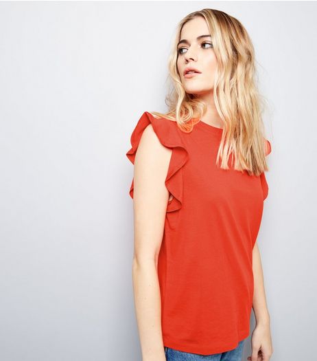 Orange Frill Trim Sleeveless Top | New Look