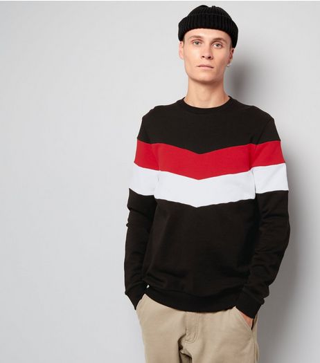 Black Chevron Stripe Sweater | New Look