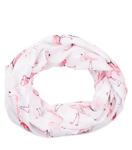 White Flamingo Print Snood | New Look