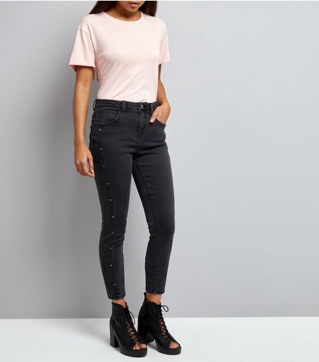 Petite Black Studded Skinny Jeans | New Look