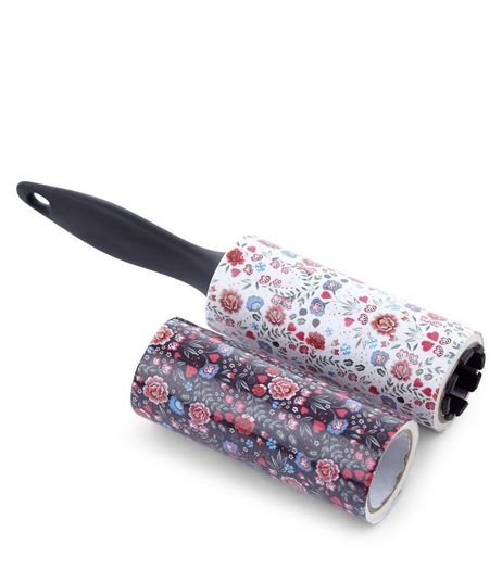 2 Pack White and Black Floral Print Lint Rollers | New Look