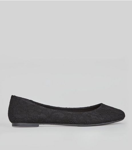 Black Lace Square Toe Pumps | New Look