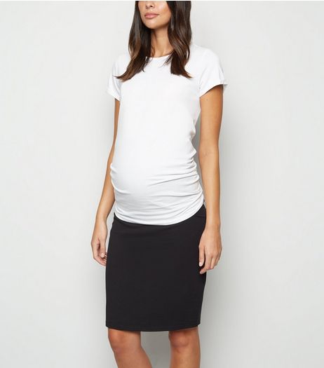 Maternity Black Jersey Midi Tube Skirt | New Look