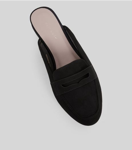 Black Suedette Mule Loafers | New Look